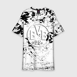 Платье клеш для девочки Borussia черно белые краски, цвет: 3D-принт