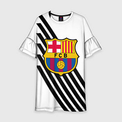 Платье клеш для девочки Barcelona черно белые полосы, цвет: 3D-принт