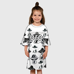 Платье клеш для девочки UFO и котики, цвет: 3D-принт — фото 2