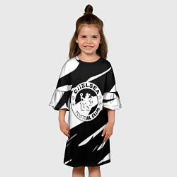 Платье клеш для девочки Челси геометрия полсоы, цвет: 3D-принт — фото 2