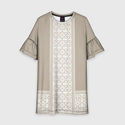 Платье клеш для девочки Славянский орнамент-вышиванка рубаха, цвет: 3D-принт