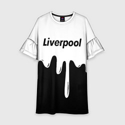 Платье клеш для девочки Liverpool жидкие краски всплеск, цвет: 3D-принт