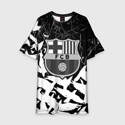 Платье клеш для девочки Barcelona черно белые птицы, цвет: 3D-принт