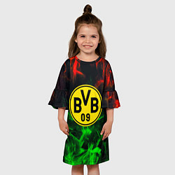 Платье клеш для девочки Borussia красно зеленый огонь, цвет: 3D-принт — фото 2