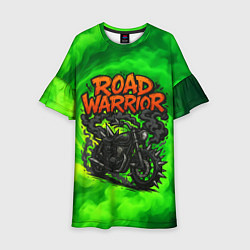 Платье клеш для девочки Дорожный воин - байк с шипами, цвет: 3D-принт