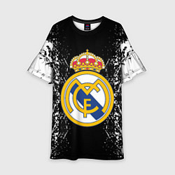 Платье клеш для девочки Реал Мадрид текстура краски, цвет: 3D-принт