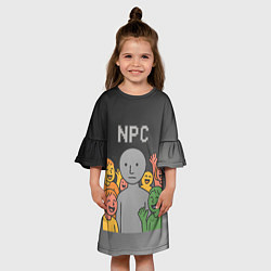 Платье клеш для девочки Я NPC без эмоций, цвет: 3D-принт — фото 2