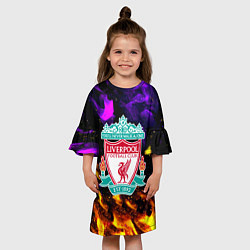 Платье клеш для девочки Ливерпуль огонь неон, цвет: 3D-принт — фото 2