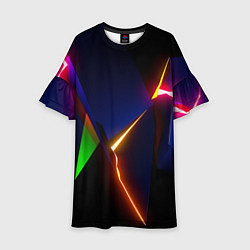 Платье клеш для девочки Neon colored geometric, цвет: 3D-принт