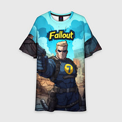 Платье клеш для девочки Fallout смотритель с пистолетом, цвет: 3D-принт