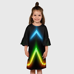 Платье клеш для девочки Neon multicolored lines, цвет: 3D-принт — фото 2