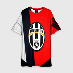 Платье клеш для девочки Ювентус геометрия полосы спорт, цвет: 3D-принт