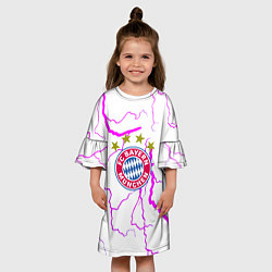 Платье клеш для девочки Бавария Мюнхен неоновые молнии, цвет: 3D-принт — фото 2