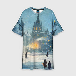 Платье клеш для девочки Новогодняя елка в Москве, цвет: 3D-принт