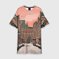 Платье клеш для девочки Новогодний Московский двор, цвет: 3D-принт