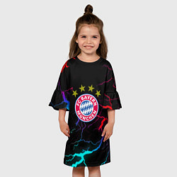 Платье клеш для девочки Бавария Мюнхен неновые молнии, цвет: 3D-принт — фото 2