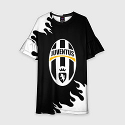 Платье клеш для девочки Juventus белый огонь текстура, цвет: 3D-принт