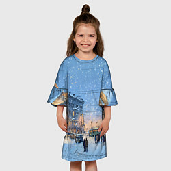 Платье клеш для девочки Снежный новогодний Питер, цвет: 3D-принт — фото 2