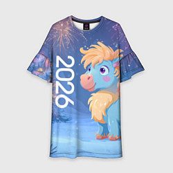 Платье клеш для девочки Милая лошадка 2026, цвет: 3D-принт