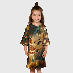 Платье клеш для девочки Милая лошадка под елочкой, цвет: 3D-принт — фото 2