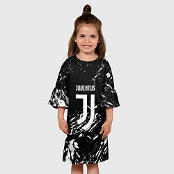Платье клеш для девочки Juventus белые штрихи красок, цвет: 3D-принт — фото 2