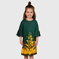 Платье клеш для девочки Новогодние елочки из боке, цвет: 3D-принт — фото 2