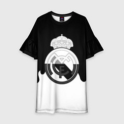 Платье клеш для девочки Реал Мадрид огонь белый, цвет: 3D-принт