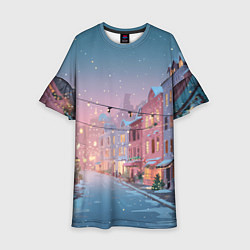 Платье клеш для девочки Новогодняя улица, цвет: 3D-принт