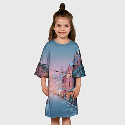 Платье клеш для девочки Новогодняя улица, цвет: 3D-принт — фото 2