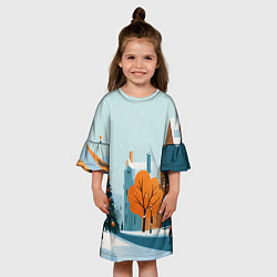 Платье клеш для девочки Новогодняя улица, цвет: 3D-принт — фото 2