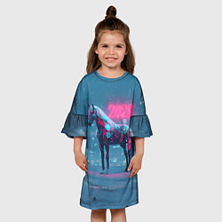 Платье клеш для девочки Киберпанк лошадь 2026, цвет: 3D-принт — фото 2