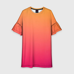 Платье клеш для девочки Color orange pink, цвет: 3D-принт