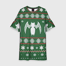 Платье клеш для девочки Рождественский свитер Венома, цвет: 3D-принт