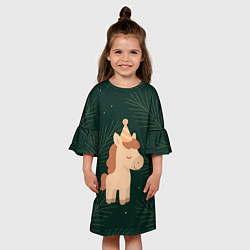 Платье клеш для девочки Милая лошадка с колпаком, цвет: 3D-принт — фото 2