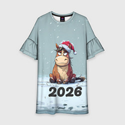 Платье клеш для девочки Уставшая лошадка 2026, цвет: 3D-принт