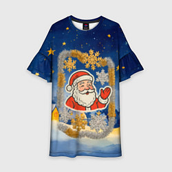 Платье клеш для девочки Санта и гирлянда, цвет: 3D-принт