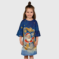 Платье клеш для девочки Санта и гирлянда, цвет: 3D-принт — фото 2