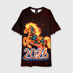 Платье клеш для девочки Праздничная лошадь, цвет: 3D-принт