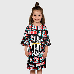 Платье клеш для девочки Ювентус x фортнайт глитч, цвет: 3D-принт — фото 2