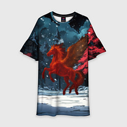 Платье клеш для девочки Огненная лошадь с крыльями, цвет: 3D-принт