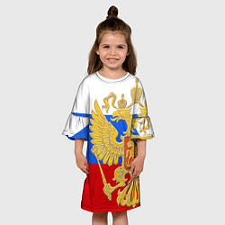 Платье клеш для девочки Герб России: триколор, цвет: 3D-принт — фото 2