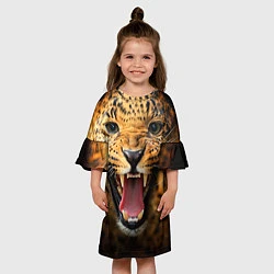 Платье клеш для девочки Рык леопарда, цвет: 3D-принт — фото 2