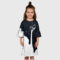 Платье клеш для девочки Черно-белый, цвет: 3D-принт — фото 2