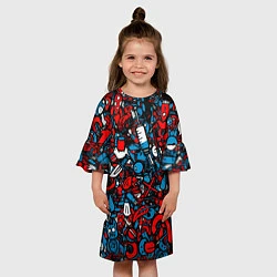 Платье клеш для девочки Стикербомбинг, цвет: 3D-принт — фото 2
