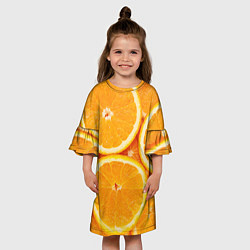 Платье клеш для девочки Апельсин, цвет: 3D-принт — фото 2