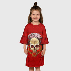 Платье клеш для девочки Череп, цвет: 3D-принт — фото 2
