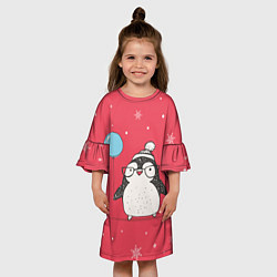 Платье клеш для девочки Влюбленная пингвинка, цвет: 3D-принт — фото 2