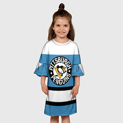 Платье клеш для девочки Pittsburgh Penguins: White, цвет: 3D-принт — фото 2