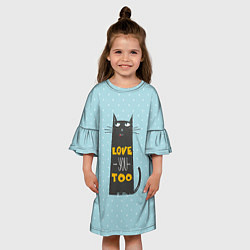 Платье клеш для девочки Kitty: Love you too, цвет: 3D-принт — фото 2