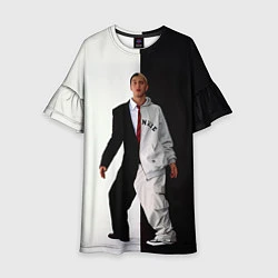 Платье клеш для девочки Eminem: Black & White, цвет: 3D-принт